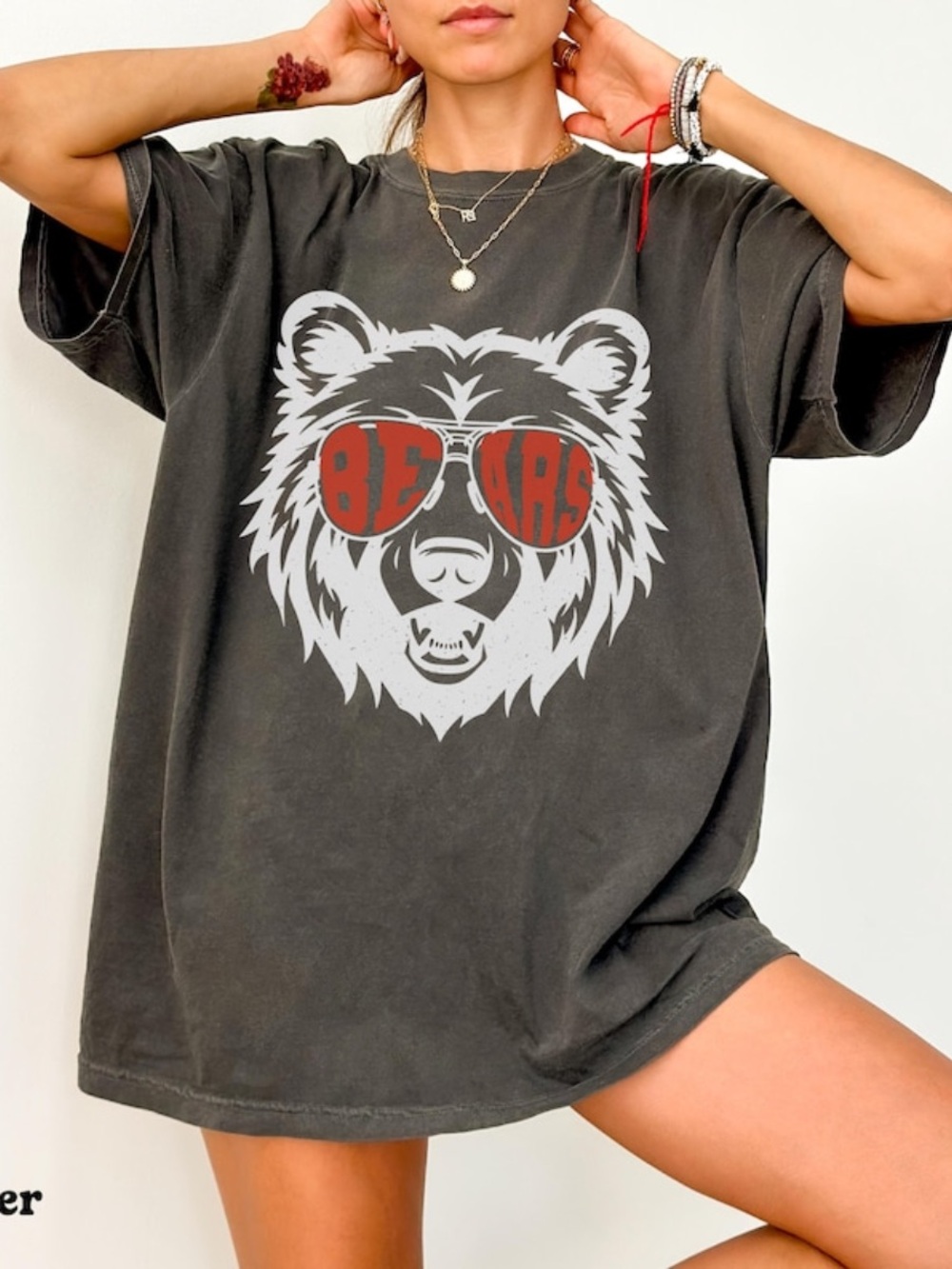 Girls' Pepper Graphic Bear Tee with Red Accent